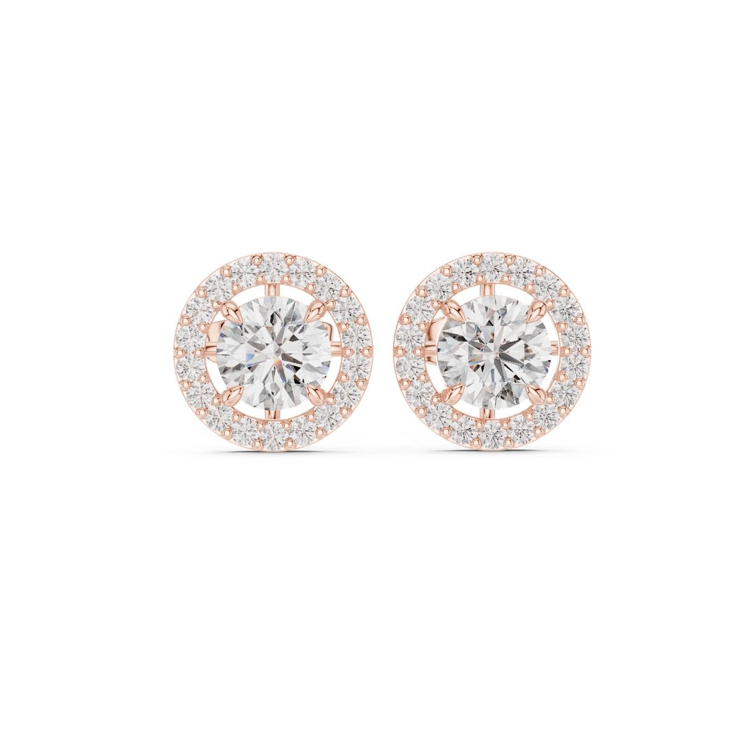 Classic Halo Diamond Stud Earrings - E1119 in Earrings by 18 KARATS INC.