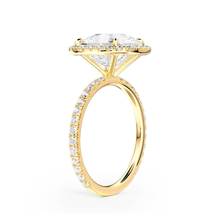 Classic Halo Elongated Cushion Pavé Diamond Engagement Ring - R1268 in Ring by 18 KARATS INC.