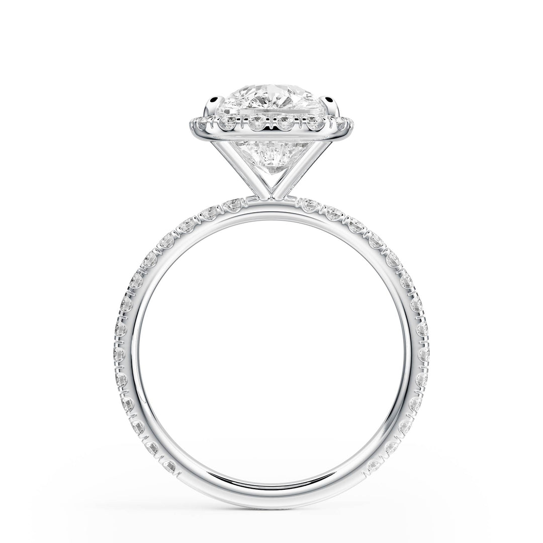 Classic Halo Elongated Cushion Pavé Diamond Engagement Ring - R1268 in Ring by 18 KARATS INC.
