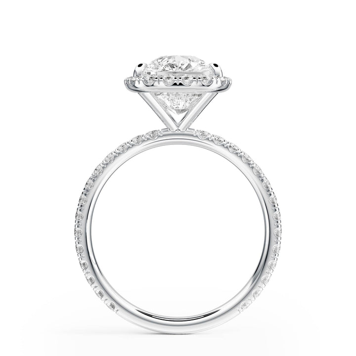 Classic Halo Elongated Cushion Pavé Diamond Engagement Ring - R1268 in Ring by 18 KARATS INC.