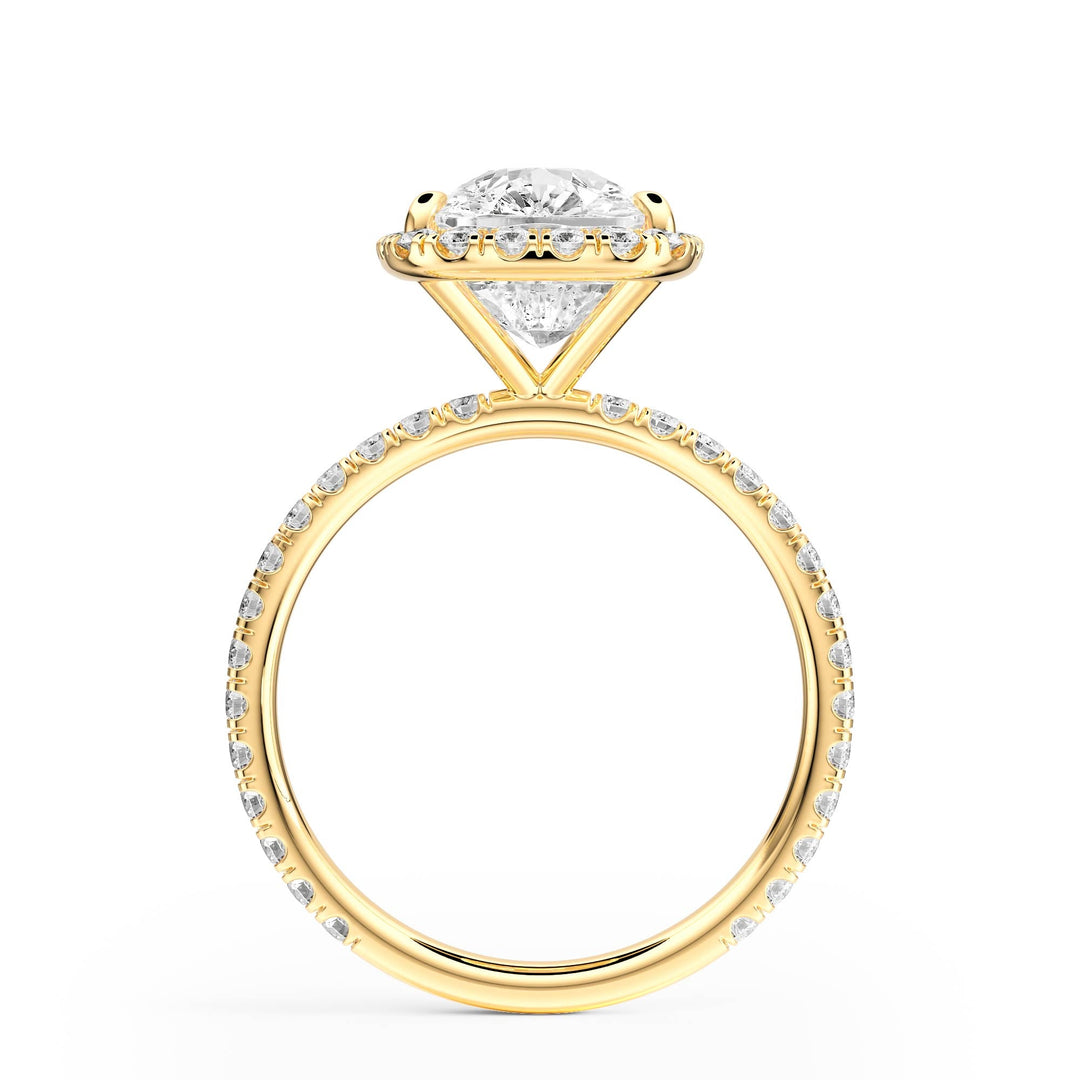Classic Halo Elongated Cushion Pavé Diamond Engagement Ring - R1268 in Ring by 18 KARATS INC.