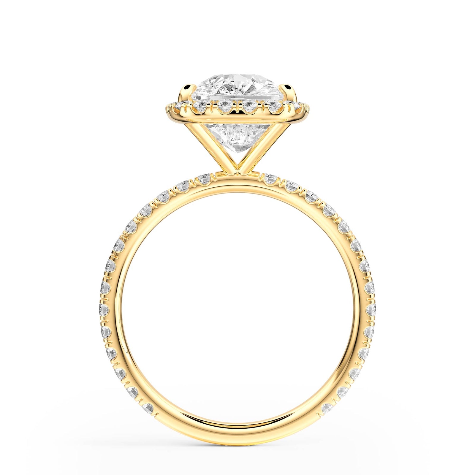 Classic Halo Elongated Cushion Pavé Diamond Engagement Ring - R1268 in Ring by 18 KARATS INC.