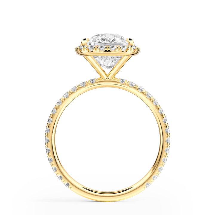 Classic Halo Elongated Cushion Pavé Diamond Engagement Ring - R1268 in Ring by 18 KARATS INC.