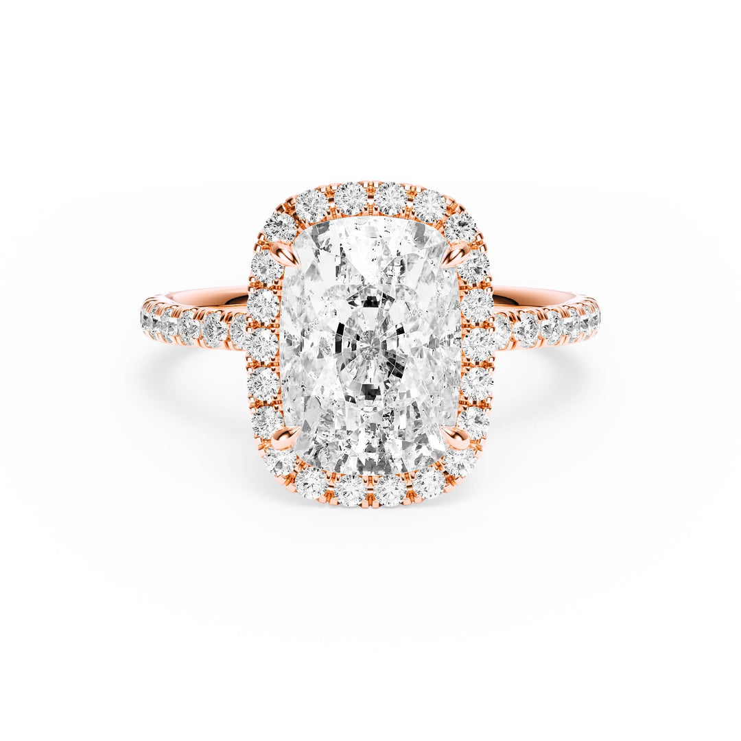 Classic Halo Elongated Cushion Pavé Diamond Engagement Ring - R1268 in Ring by 18 KARATS INC.