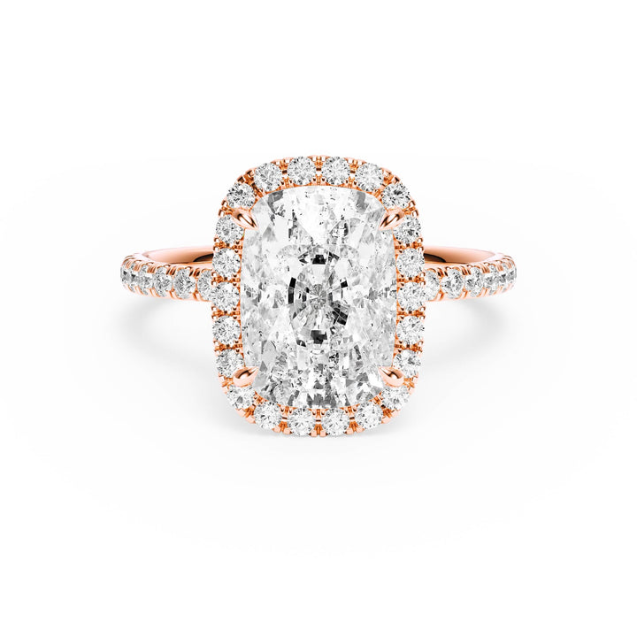 Classic Halo Elongated Cushion Pavé Diamond Engagement Ring - R1268 in Ring by 18 KARATS INC.