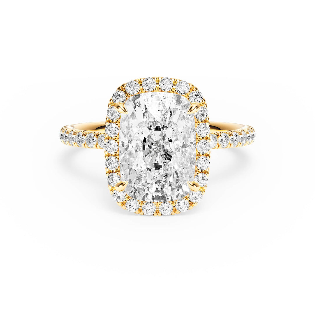 Classic Halo Elongated Cushion Pavé Diamond Engagement Ring - R1268 in Ring by 18 KARATS INC.