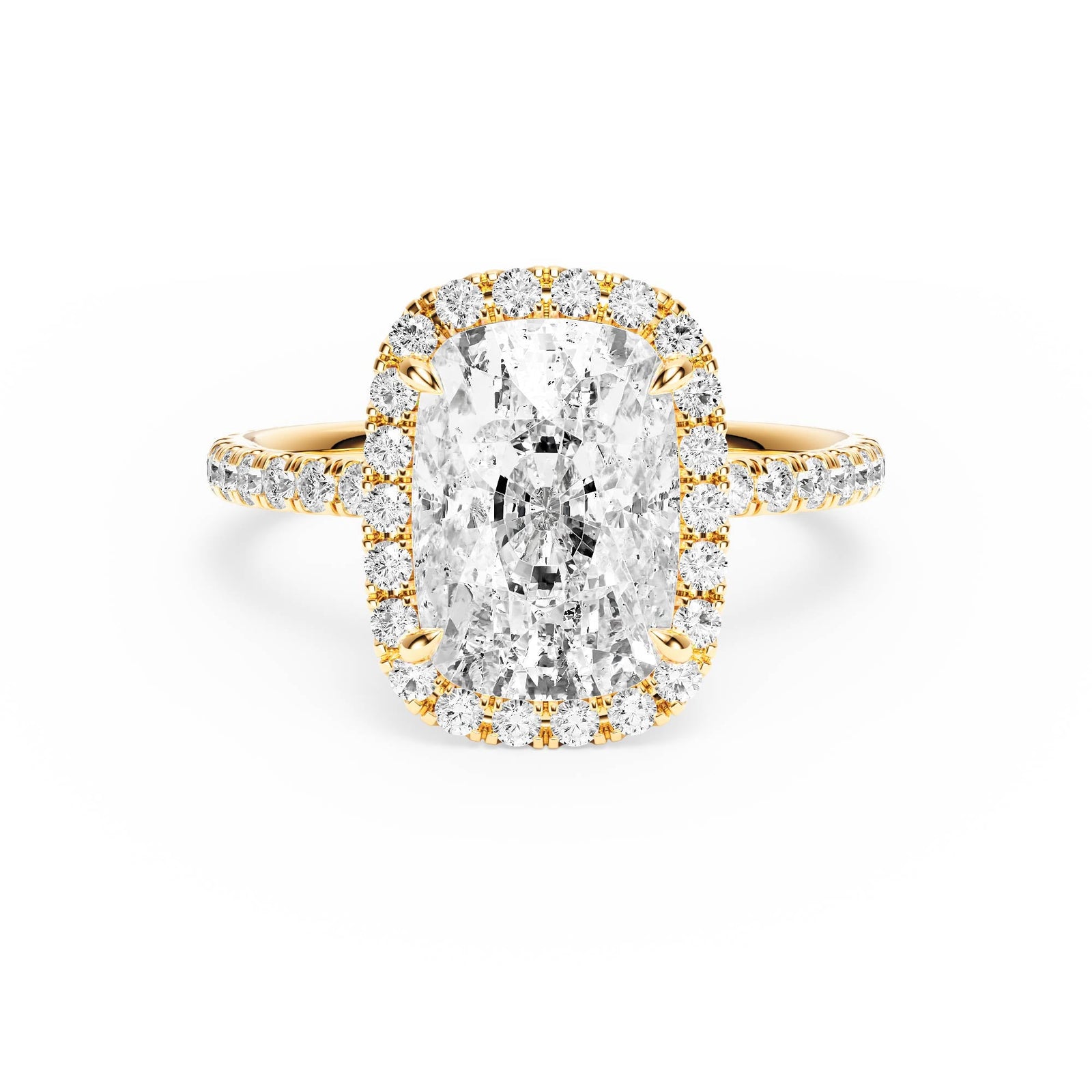 Classic Halo Elongated Cushion Pavé Diamond Engagement Ring - R1268 in Ring by 18 KARATS INC.