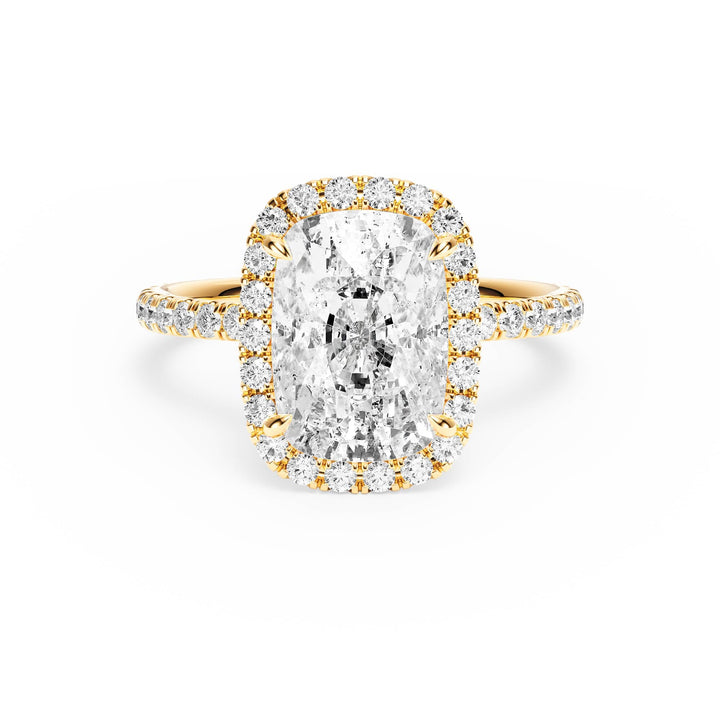 Classic Halo Elongated Cushion Pavé Diamond Engagement Ring - R1268 in Ring by 18 KARATS INC.