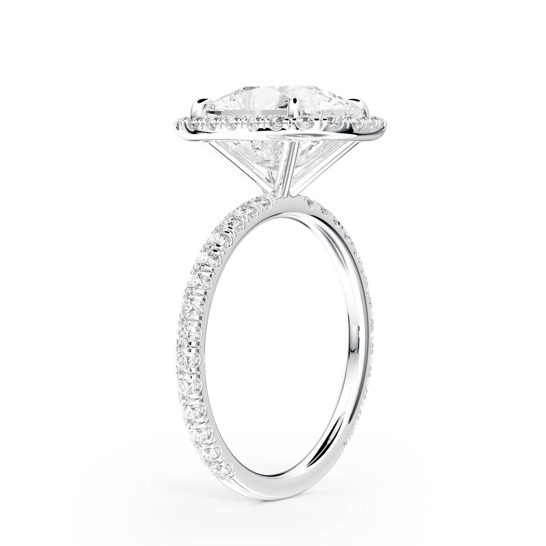 Classic Halo Elongated Cushion Pavé Diamond Engagement Ring - R1268 in Ring by 18 KARATS INC.
