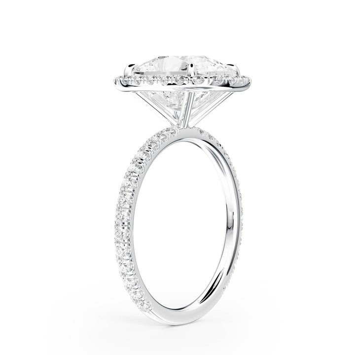 Classic Halo Elongated Cushion Pavé Diamond Engagement Ring - R1268 in Ring by 18 KARATS INC.