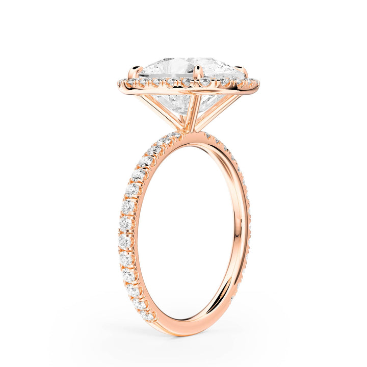 Classic Halo Elongated Cushion Pavé Diamond Engagement Ring - R1268 in Ring by 18 KARATS INC.