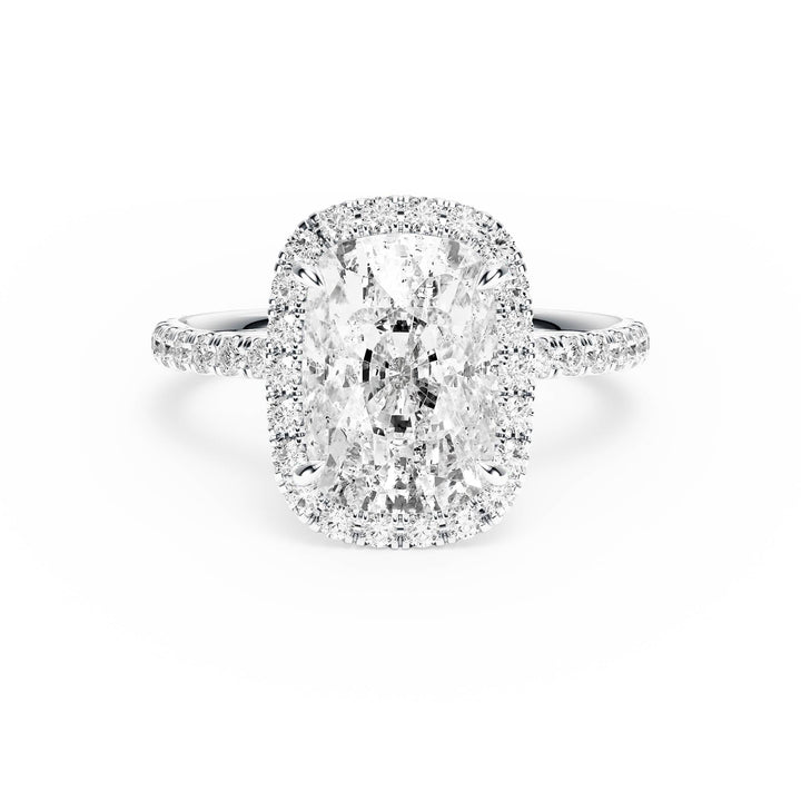 Classic Halo Elongated Cushion Pavé Diamond Engagement Ring - R1268 in Ring by 18 KARATS INC.