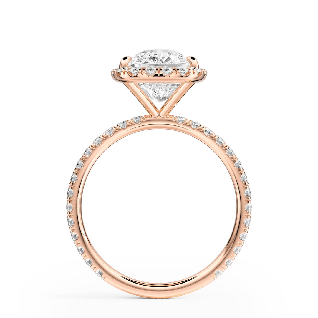 Classic Halo Elongated Cushion Pavé Diamond Engagement Ring - R1268 in Ring by 18 KARATS INC.