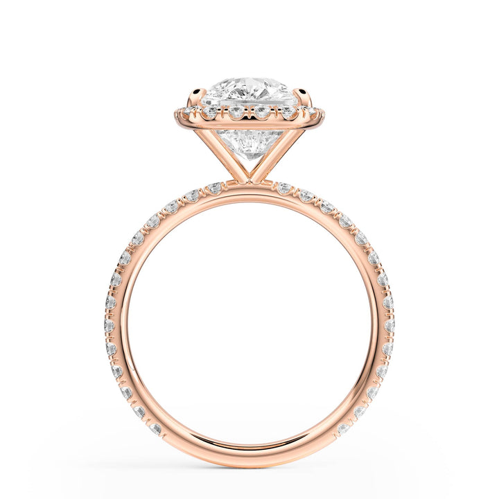 Classic Halo Elongated Cushion Pavé Diamond Engagement Ring - R1268 in Ring by 18 KARATS INC.