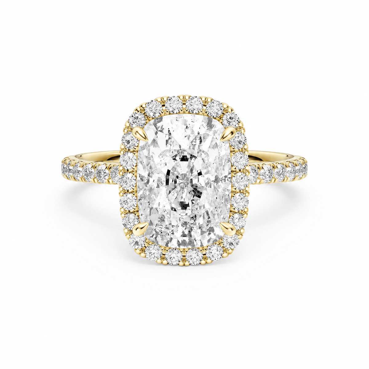 Classic Halo Elongated Cushion Pavé Engagement Ring in Ring by 18 KARATS INC.