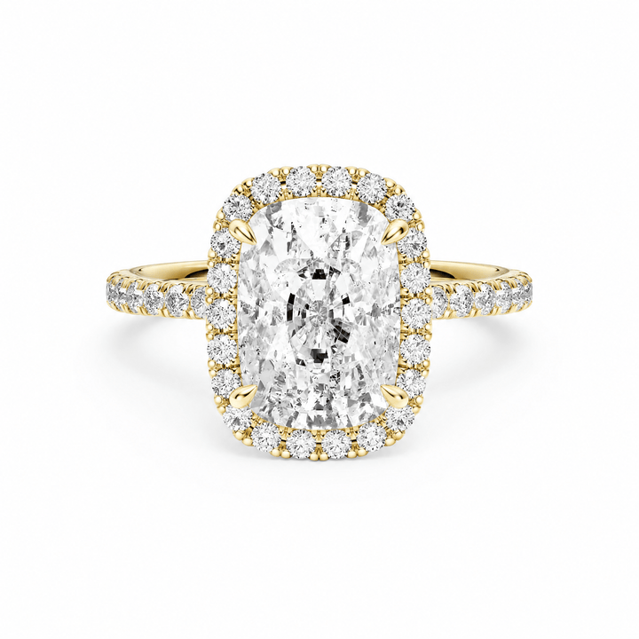 Classic Halo Elongated Cushion Pavé Engagement Ring in Ring by 18 KARATS INC.
