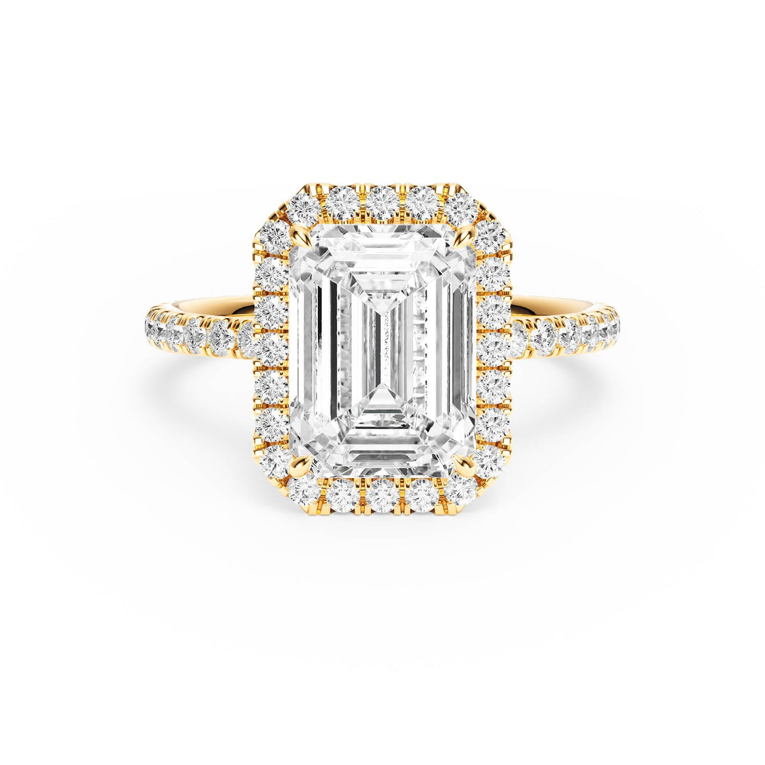 Classic Halo Emerald Pavé Diamond Engagement Ring - R1268 in Ring by 18 KARATS INC.