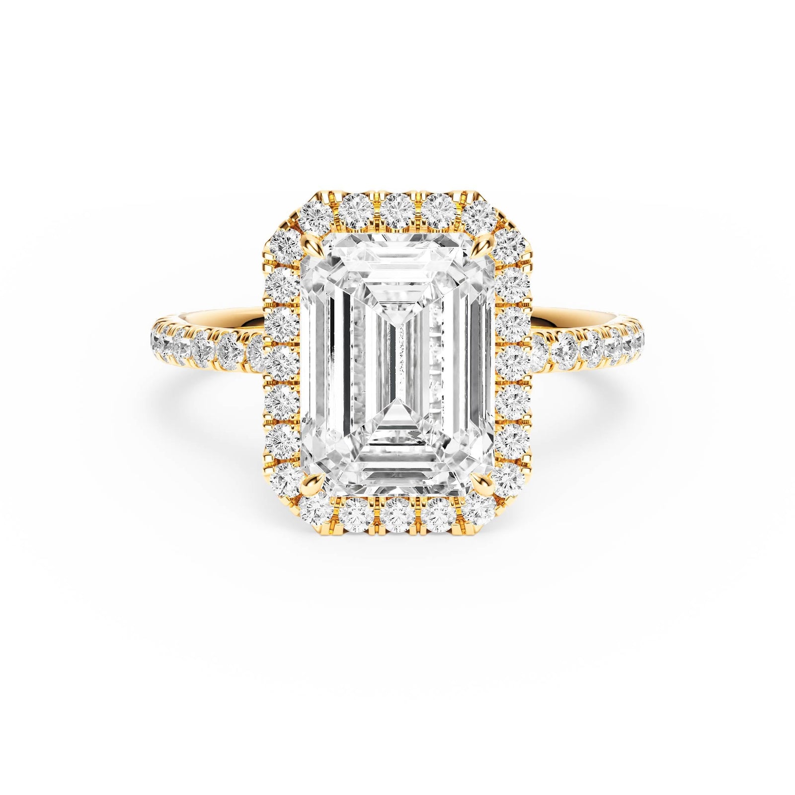 Classic Halo Emerald Pavé Diamond Engagement Ring - R1268 in Ring by 18 KARATS INC.