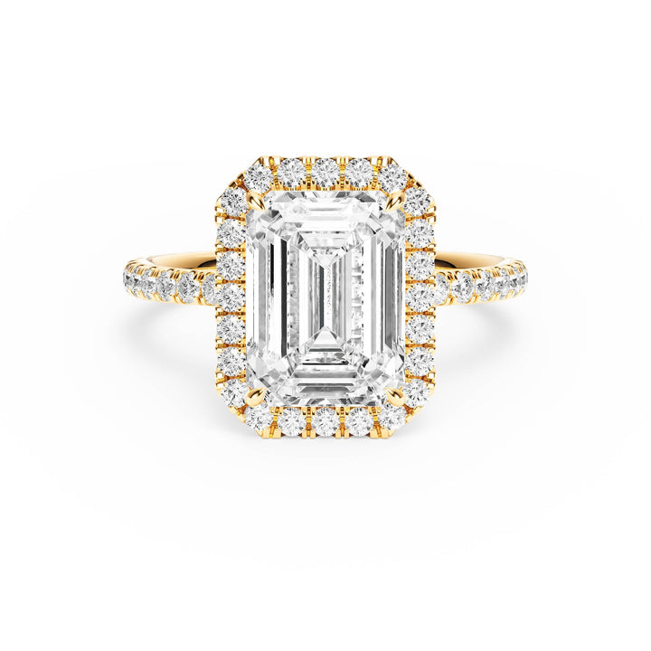 Classic Halo Emerald Pavé Diamond Engagement Ring - R1268 in Ring by 18 KARATS INC.