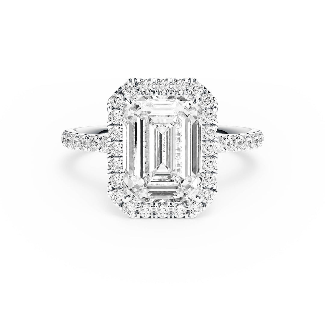 Classic Halo Emerald Pavé Diamond Engagement Ring - R1268 in Ring by 18 KARATS INC.