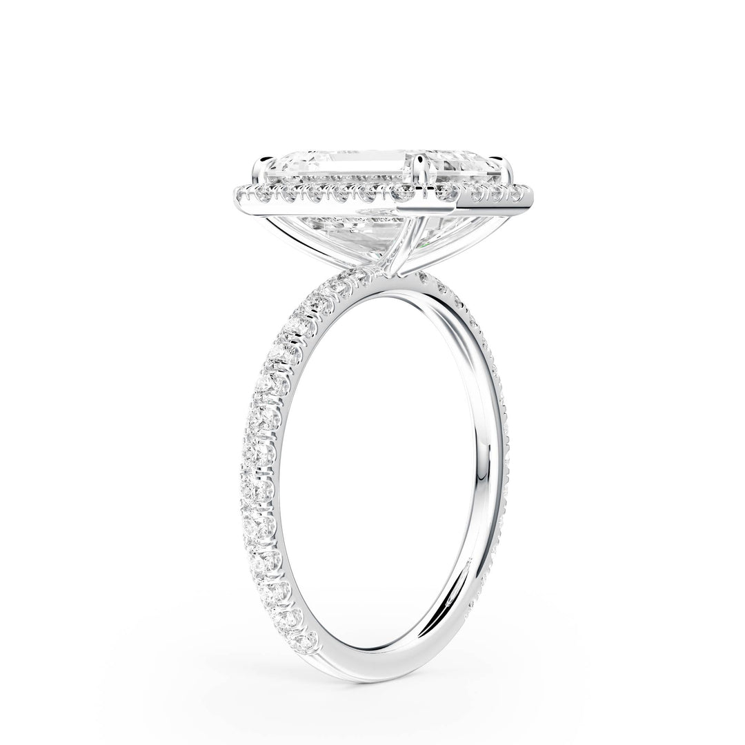 Classic Halo Emerald Pavé Diamond Engagement Ring - R1268 in Ring by 18 KARATS INC.