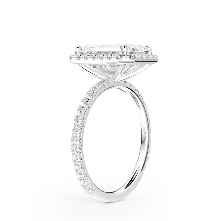 Classic Halo Emerald Pavé Diamond Engagement Ring - R1268 in Ring by 18 KARATS INC.