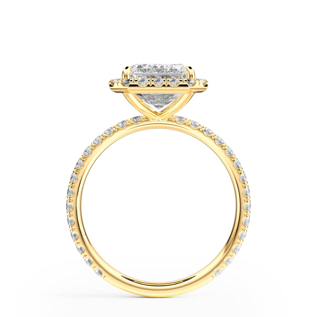 Classic Halo Emerald Pavé Diamond Engagement Ring - R1268 in Ring by 18 KARATS INC.