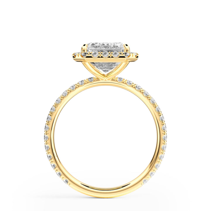 Classic Halo Emerald Pavé Diamond Engagement Ring - R1268 in Ring by 18 KARATS INC.