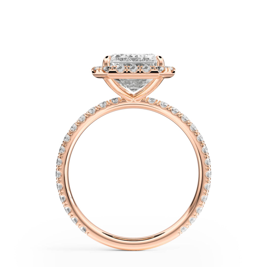 Classic Halo Emerald Pavé Diamond Engagement Ring - R1268 in Ring by 18 KARATS INC.