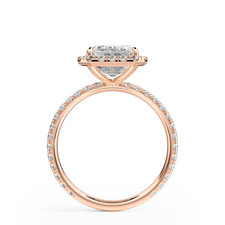 Classic Halo Emerald Pavé Diamond Engagement Ring - R1268 in Ring by 18 KARATS INC.