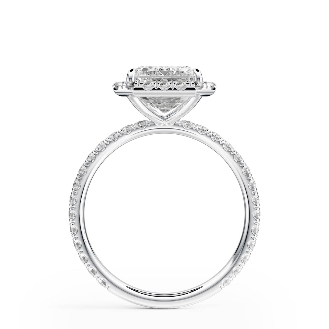 Classic Halo Emerald Pavé Diamond Engagement Ring - R1268 in Ring by 18 KARATS INC.