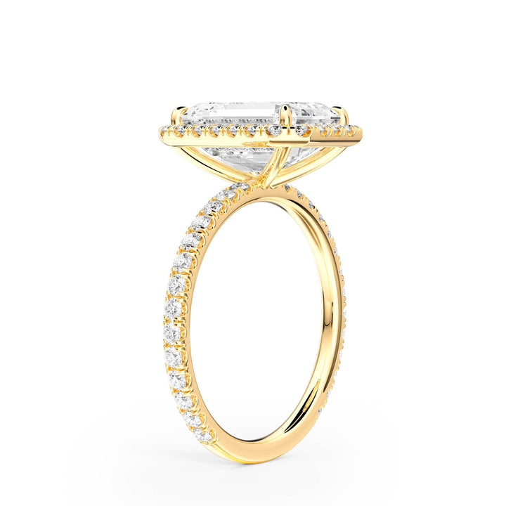 Classic Halo Emerald Pavé Diamond Engagement Ring - R1268 in Ring by 18 KARATS INC.