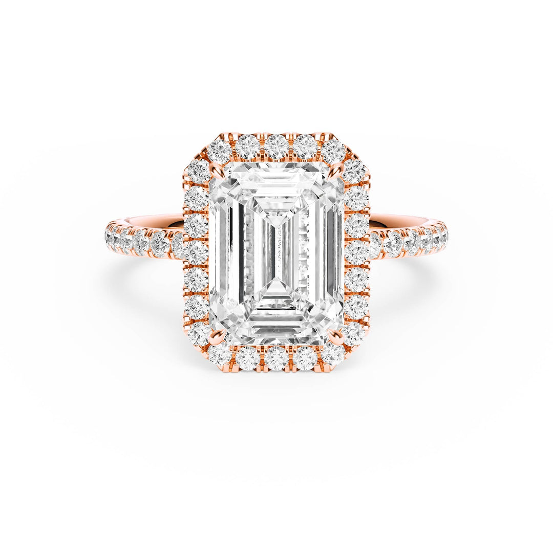 Classic Halo Emerald Pavé Diamond Engagement Ring - R1268 in Ring by 18 KARATS INC.