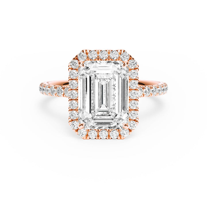 Classic Halo Emerald Pavé Diamond Engagement Ring - R1268 in Ring by 18 KARATS INC.