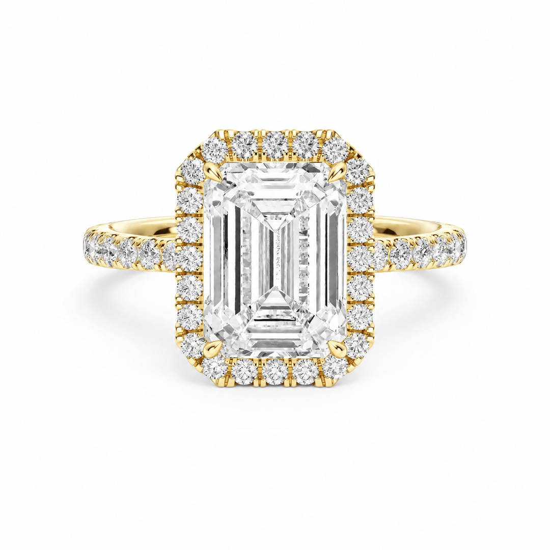 Classic Halo Emerald Pavé Engagement Ring in Ring by 18 KARATS INC.