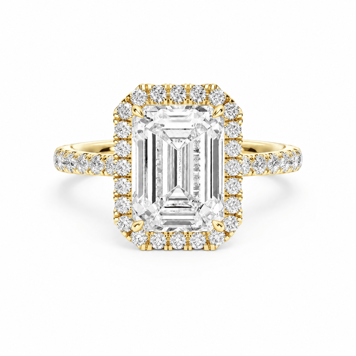 Classic Halo Emerald Pavé Engagement Ring in Ring by 18 KARATS INC.