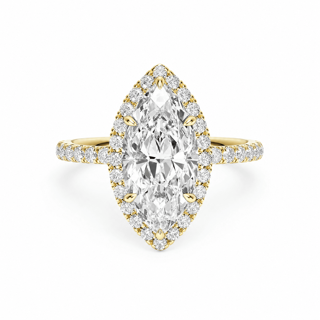 Classic Halo Marquise Pavé Diamond Engagement Ring in Ring by 18 KARATS INC.