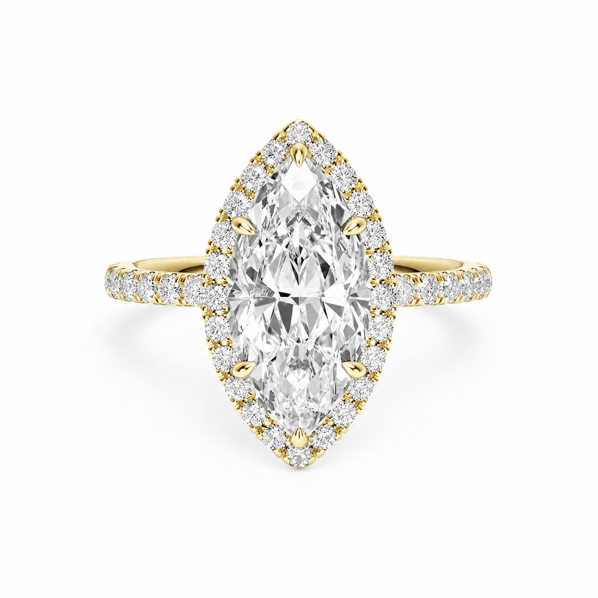 Classic Halo Marquise Pavé Diamond Engagement Ring in Ring by 18 KARATS INC.