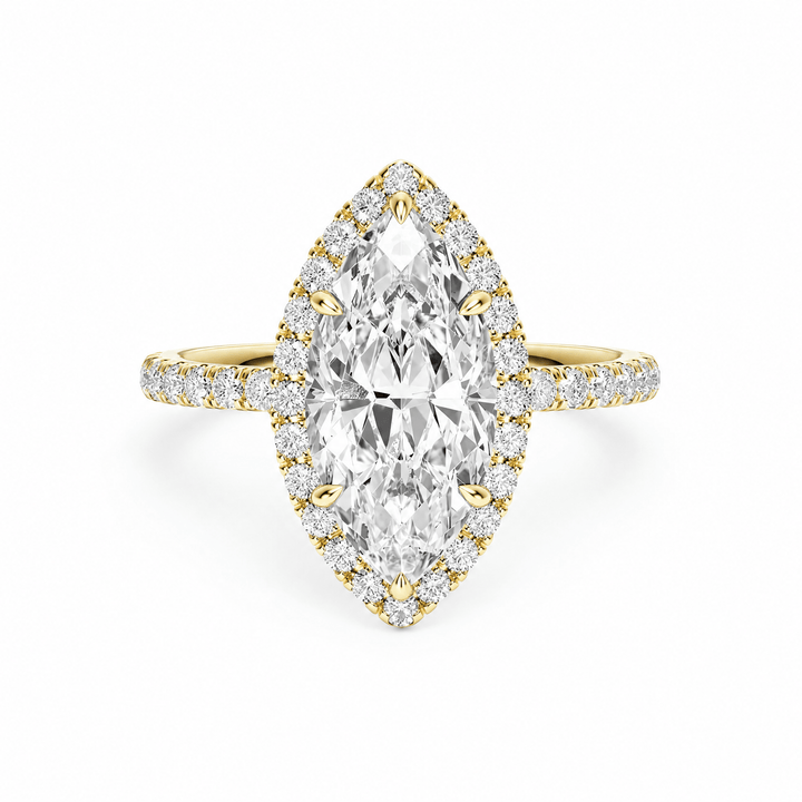Classic Halo Marquise Pavé Diamond Engagement Ring in Ring by 18 KARATS INC.