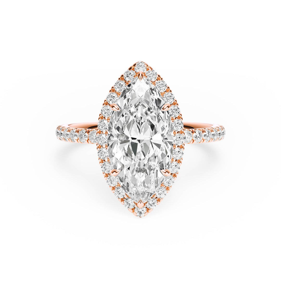Classic Halo Marquise Pavé Diamond Engagement Ring - R1268 in Ring by 18 KARATS INC.