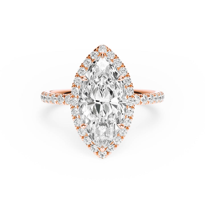 Classic Halo Marquise Pavé Diamond Engagement Ring - R1268 in Ring by 18 KARATS INC.