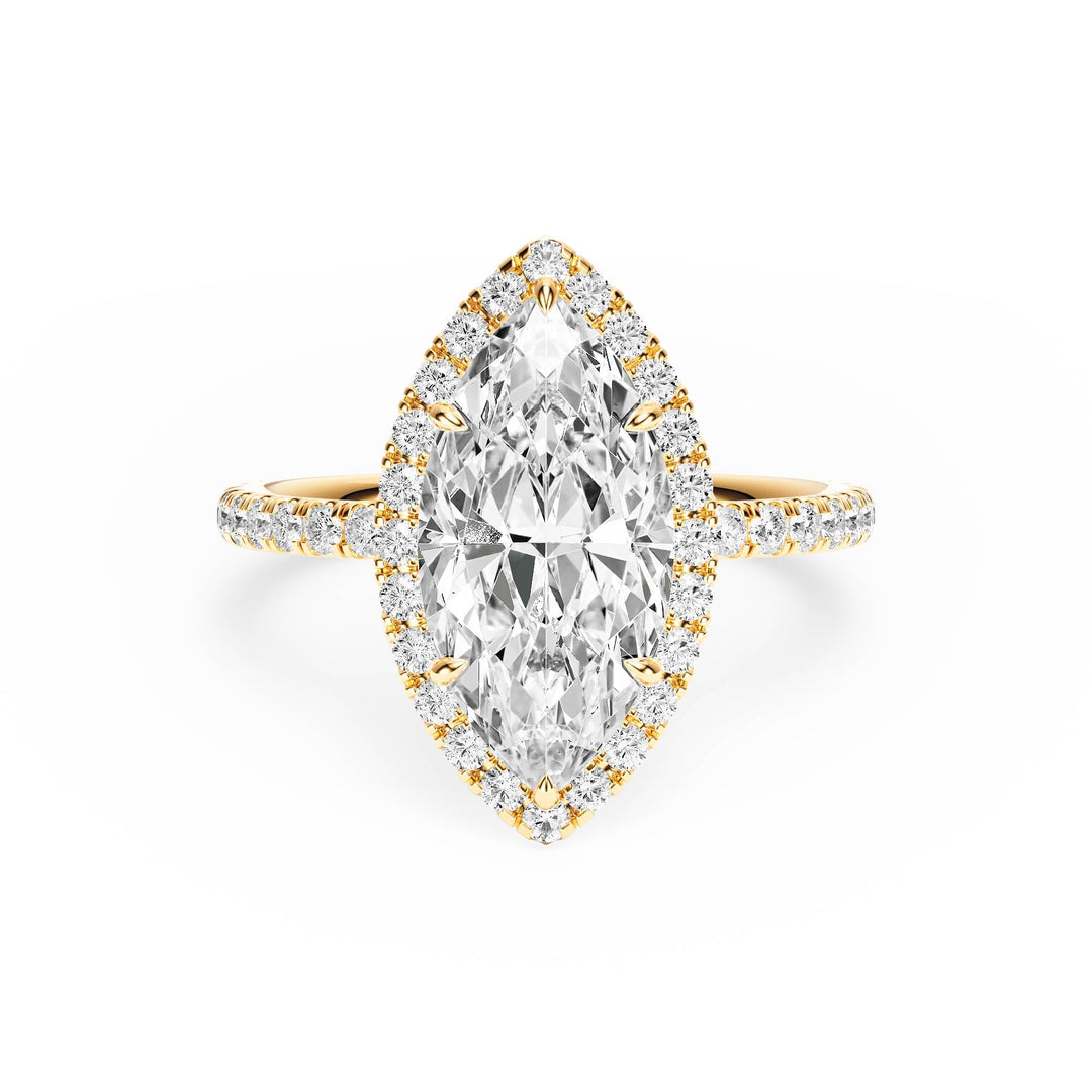 Classic Halo Marquise Pavé Diamond Engagement Ring - R1268 in Ring by 18 KARATS INC.