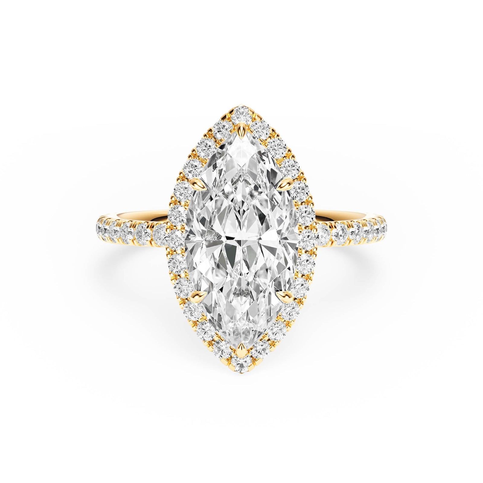 Classic Halo Marquise Pavé Diamond Engagement Ring - R1268 in Ring by 18 KARATS INC.