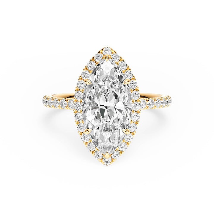 Classic Halo Marquise Pavé Diamond Engagement Ring - R1268 in Ring by 18 KARATS INC.