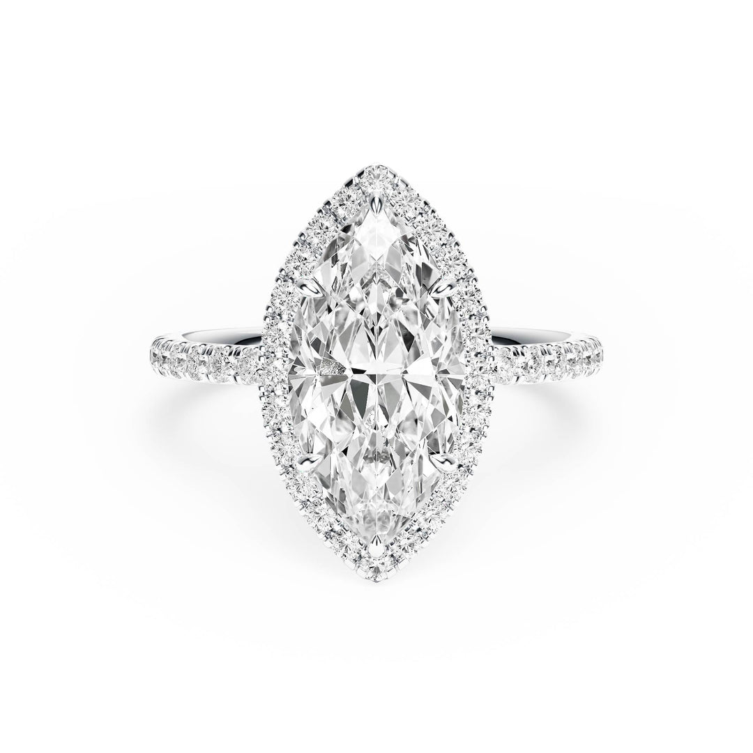 Classic Halo Marquise Pavé Diamond Engagement Ring - R1268 in Ring by 18 KARATS INC.