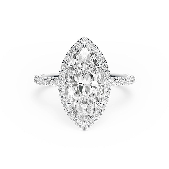 Classic Halo Marquise Pavé Diamond Engagement Ring - R1268 in Ring by 18 KARATS INC.