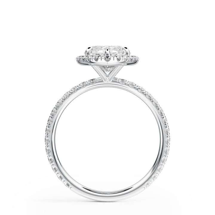 Classic Halo Marquise Pavé Diamond Engagement Ring - R1268 in Ring by 18 KARATS INC.
