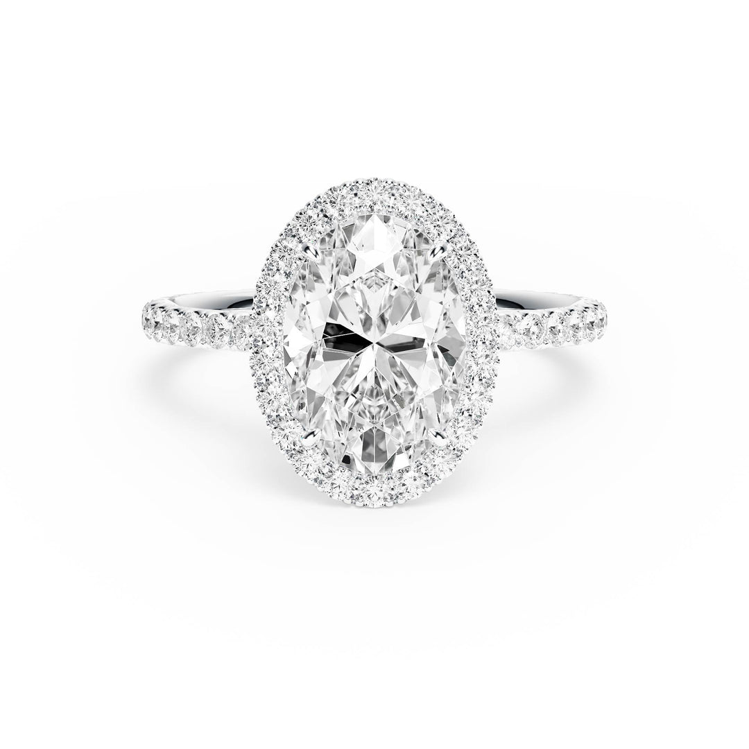 Classic Halo Oval Pavé Diamond Engagement Ring - R1268 in Ring by 18 KARATS INC.