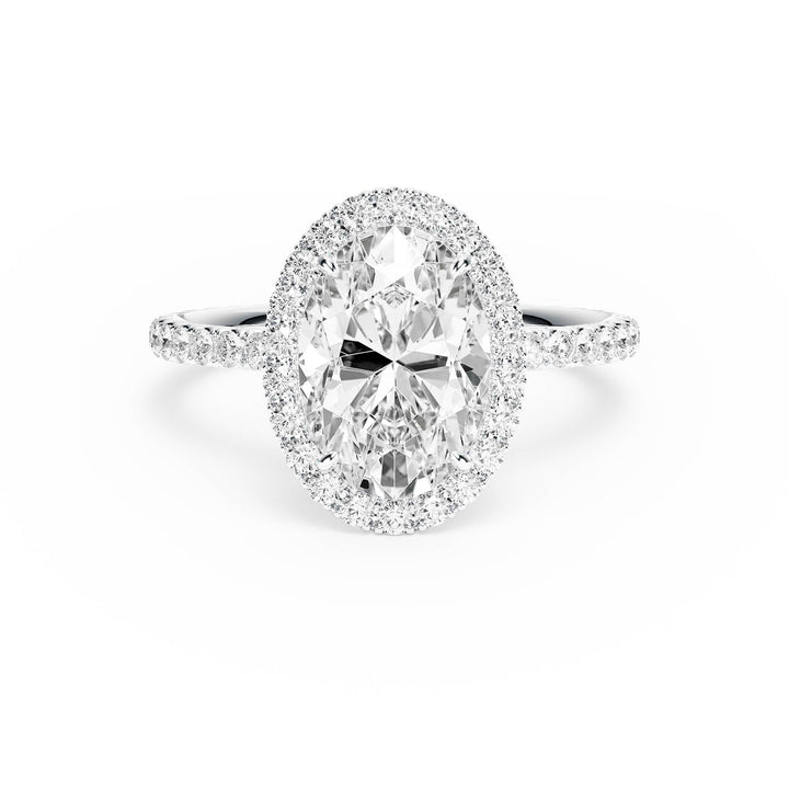 Classic Halo Oval Pavé Diamond Engagement Ring - R1268 in Ring by 18 KARATS INC.