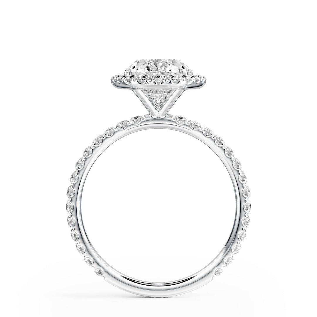 Classic Halo Oval Pavé Diamond Engagement Ring - R1268 in Ring by 18 KARATS INC.
